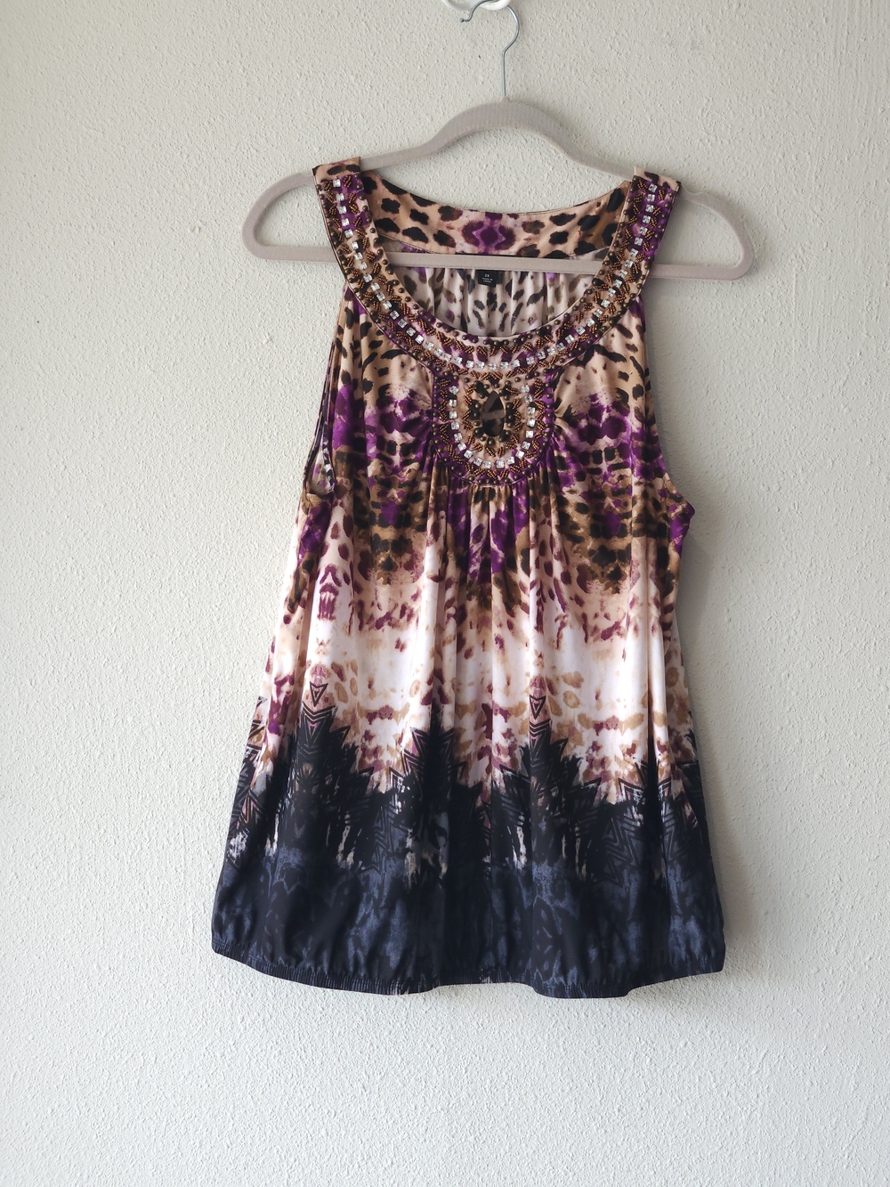 INC Embellished Haltertop Blouse in Purple and Black PLUS SIZE 2X